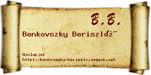 Benkovszky Beriszló névjegykártya